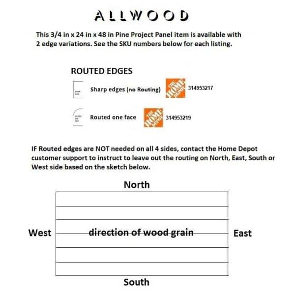 0.71 in. x 24 in. x 48 in. Allwood Pine Project Panel with Routed Edges on 1 Face