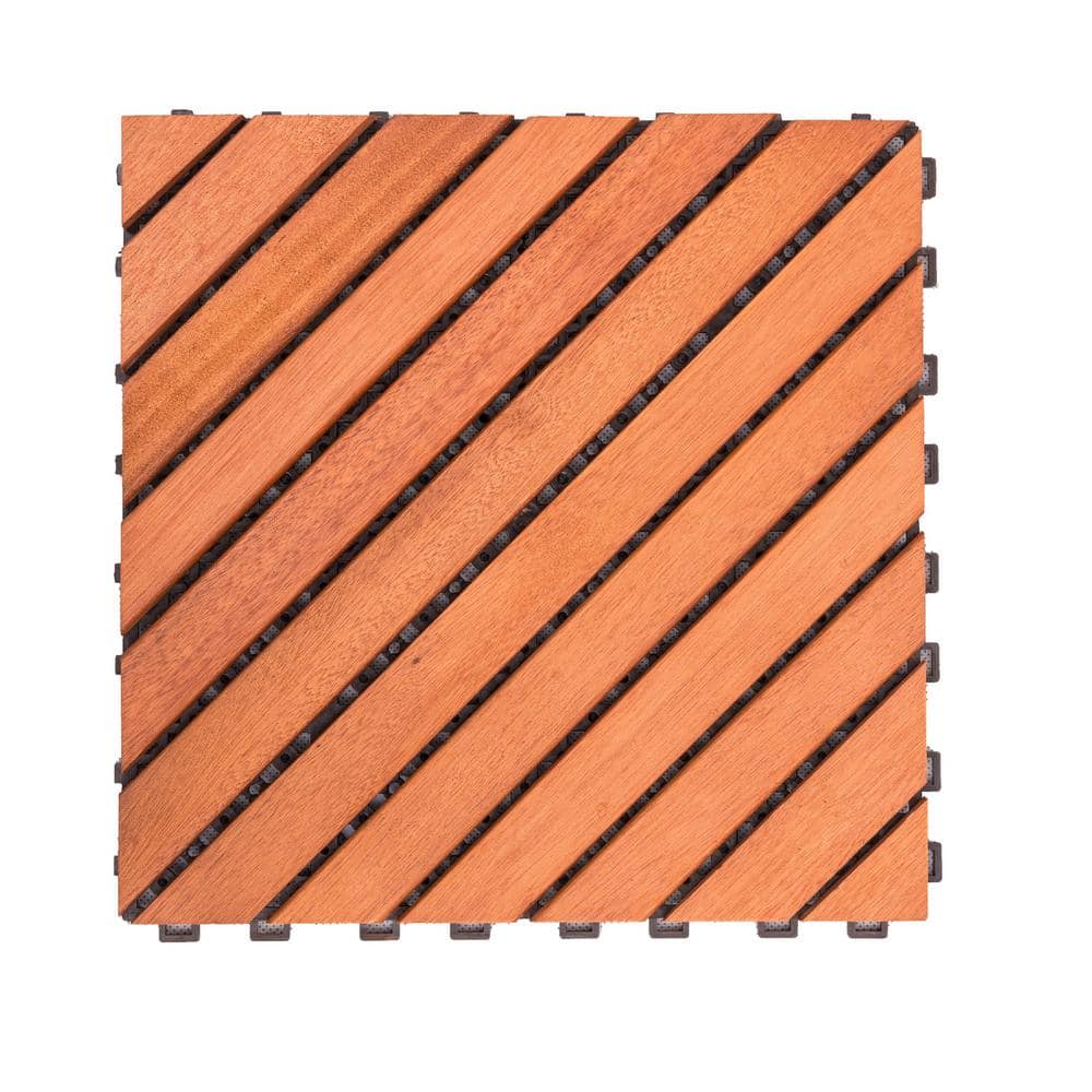 1 ft. x 1 ft. Eucalyptus Deck Tile in Natural Wood (10-Piece)