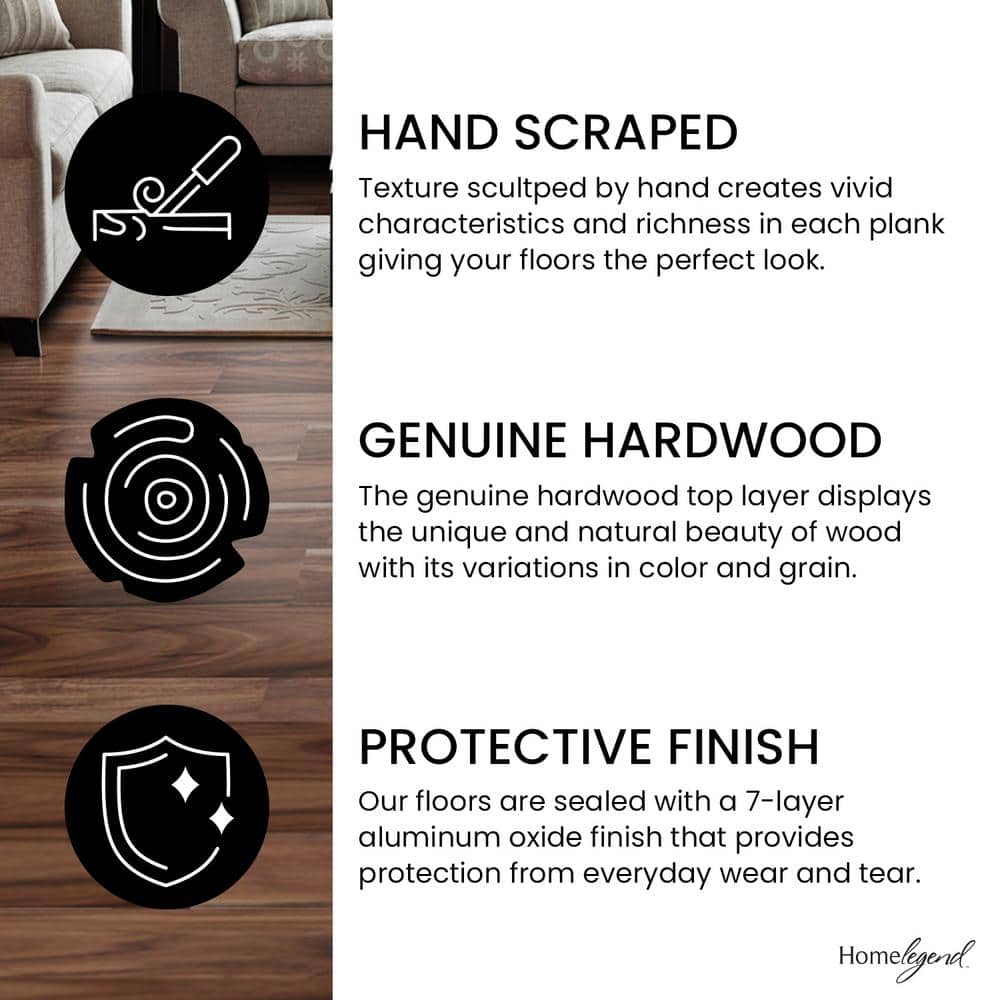 HOMELEGEND Natural Acacia 3/8 in. T x 5 in. W Hand Scraped Engineered Hardwood Flooring (26.3 sqft/case)