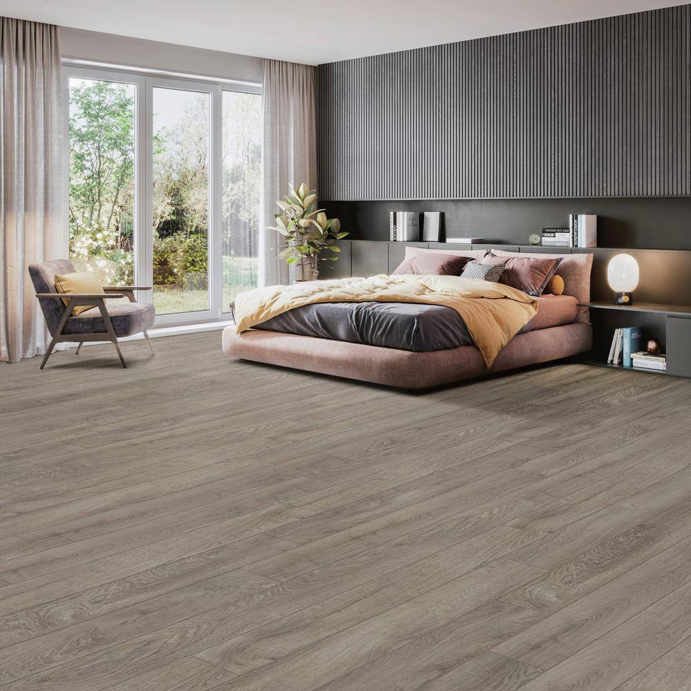 Dekorman Proteco+ Natural Gray Oak 12mm T x 6.41 in. W Uniclic HDF AC4 Waterproof Laminate Wood Flooring (21.2 sq. ft./Case)