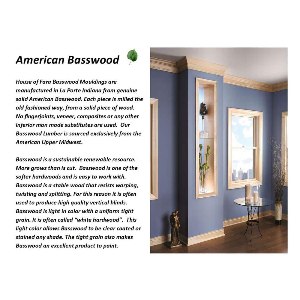 HOUSE OF FARA 3/8 in. x 2-1/4 in. x 7 ft. Hardwood Wood Fluted Casing/Chair Rail Moulding