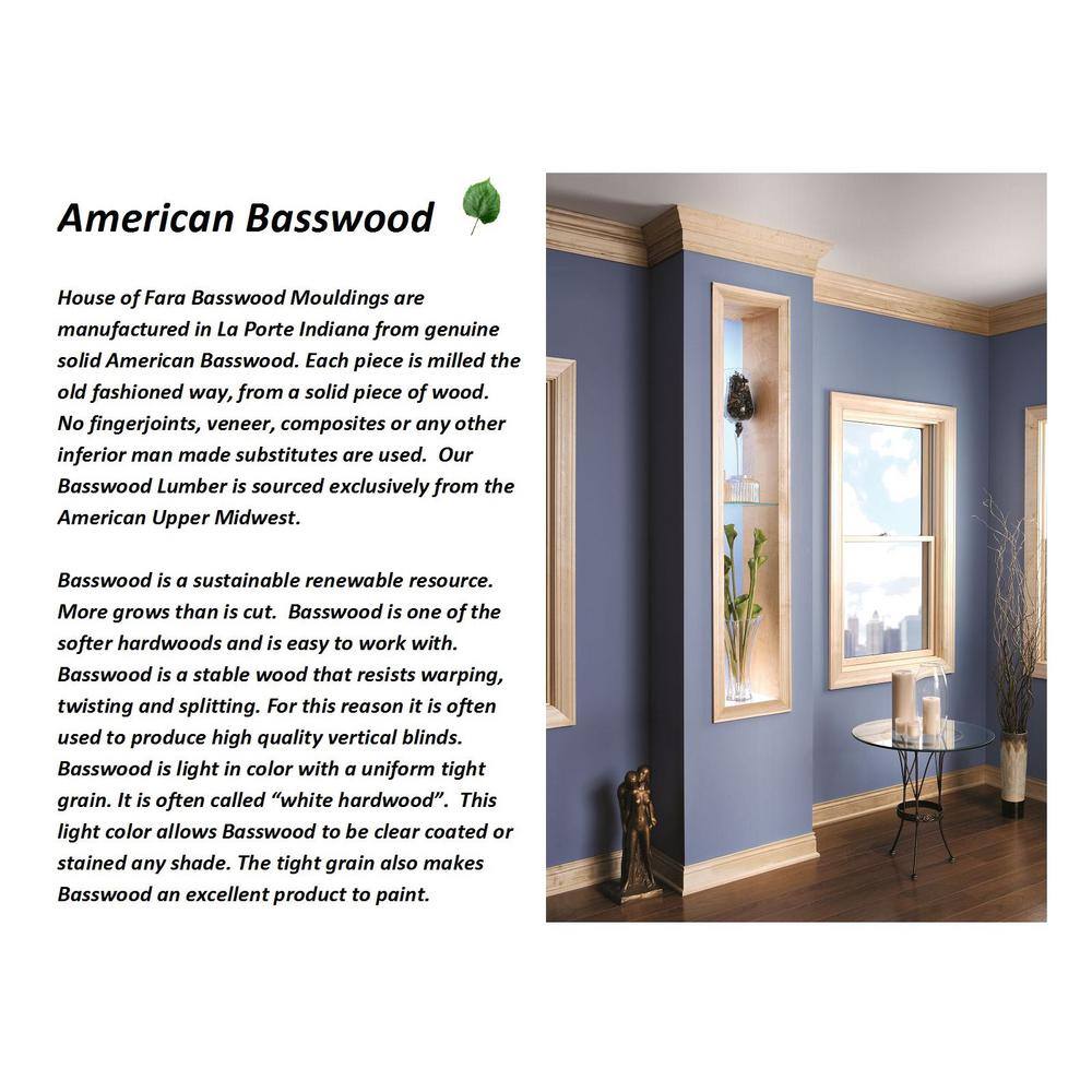 HOUSE OF FARA 5/8 in. x 3 in. x 8 ft. Hardwood Wood Casing Moulding