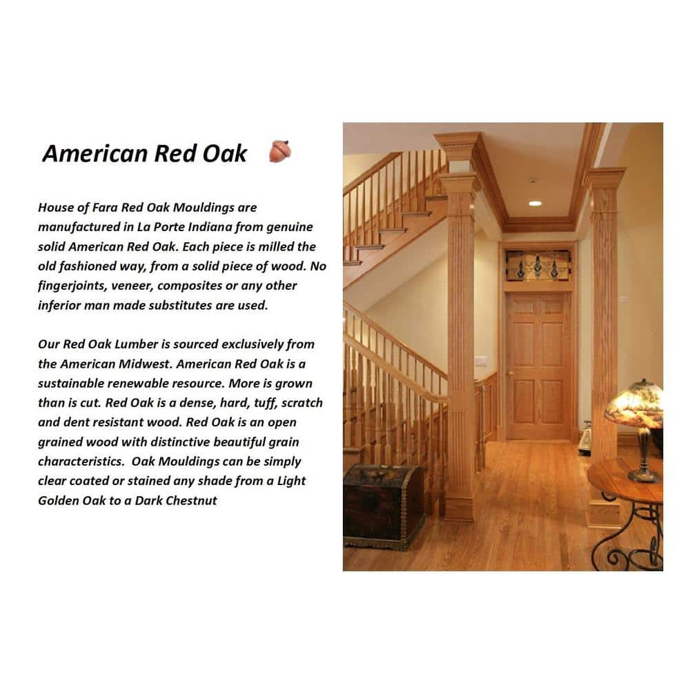 HOUSE OF FARA 3/8 in. x 1-1/4 in. x 7 ft. Oak Colonial Stop/Mullion Moulding