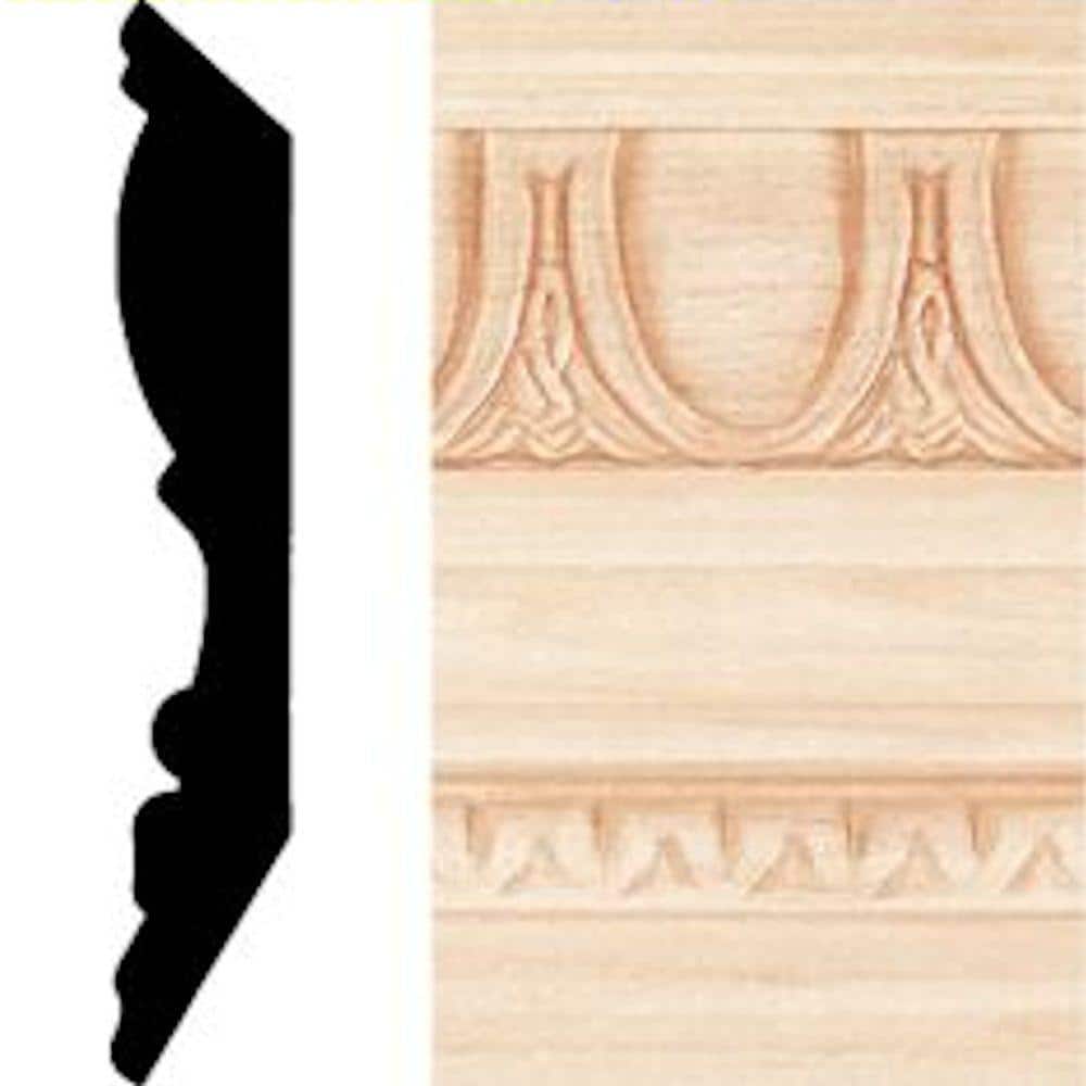 HOUSE OF FARA 13/16 in. x 4-1/2 in. x 8 ft. Hardwood Emboss Crown Moulding