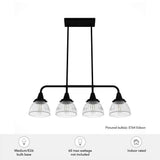 Hunter Cypress Grove 4 Light Natural Iron Billiard Chandelier with Clear Holophane Glass Shades Kitchen Light