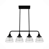 Hunter Cypress Grove 4 Light Natural Iron Billiard Chandelier with Clear Holophane Glass Shades Kitchen Light