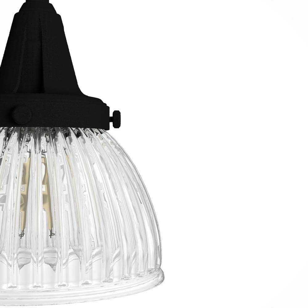 Hunter Cypress Grove 4 Light Natural Iron Billiard Chandelier with Clear Holophane Glass Shades Kitchen Light