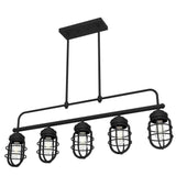 Hunter Starklake 5 Light Natural Iron Linear Chandelier with Metal Shades Kitchen Light