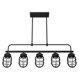 Hunter Starklake 5 Light Natural Iron Linear Chandelier with Metal Shades Kitchen Light