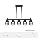 Hunter Starklake 5 Light Natural Iron Linear Chandelier with Metal Shades Kitchen Light