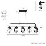 Hunter Starklake 5 Light Natural Iron Linear Chandelier with Metal Shades Kitchen Light
