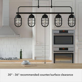 Hunter Starklake 5 Light Natural Iron Linear Chandelier with Metal Shades Kitchen Light