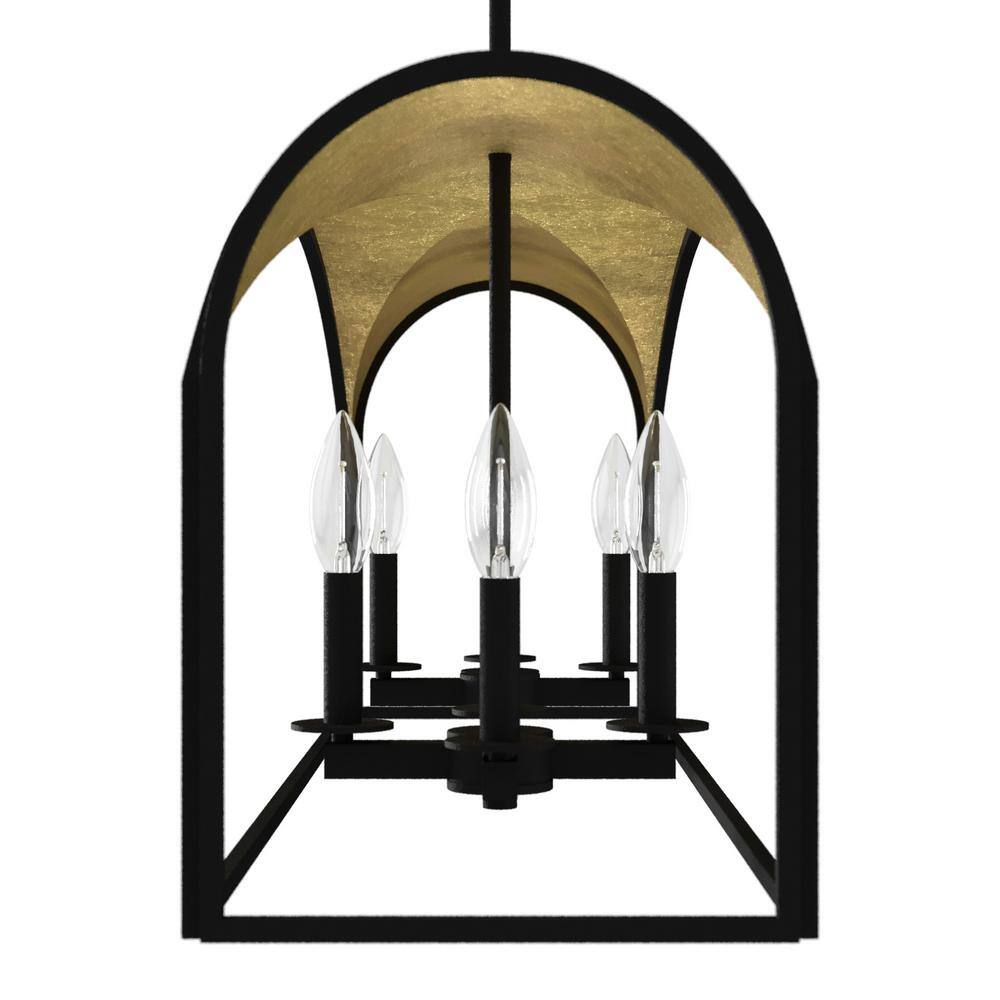 Hunter Dukestown 8-Light Natural Iron Island Chandelier with Gold Leaf Detailing