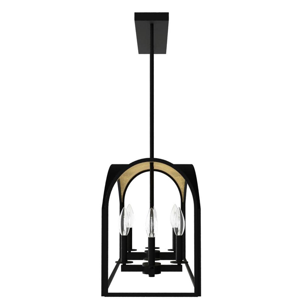 Hunter Dukestown 8-Light Natural Iron Island Chandelier with Gold Leaf Detailing