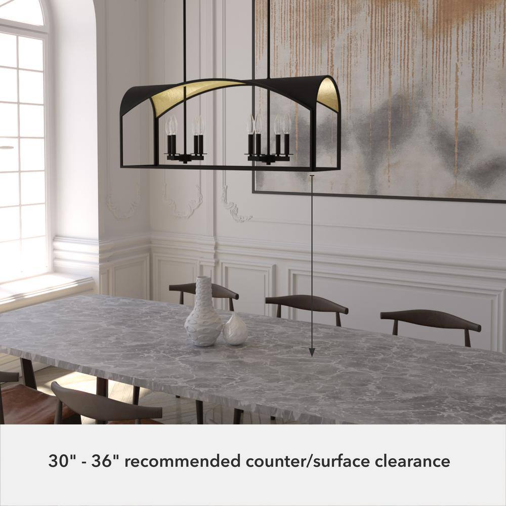 Hunter Dukestown 8-Light Natural Iron Island Chandelier with Gold Leaf Detailing