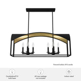 Hunter Dukestown 8-Light Natural Iron Island Chandelier with Gold Leaf Detailing