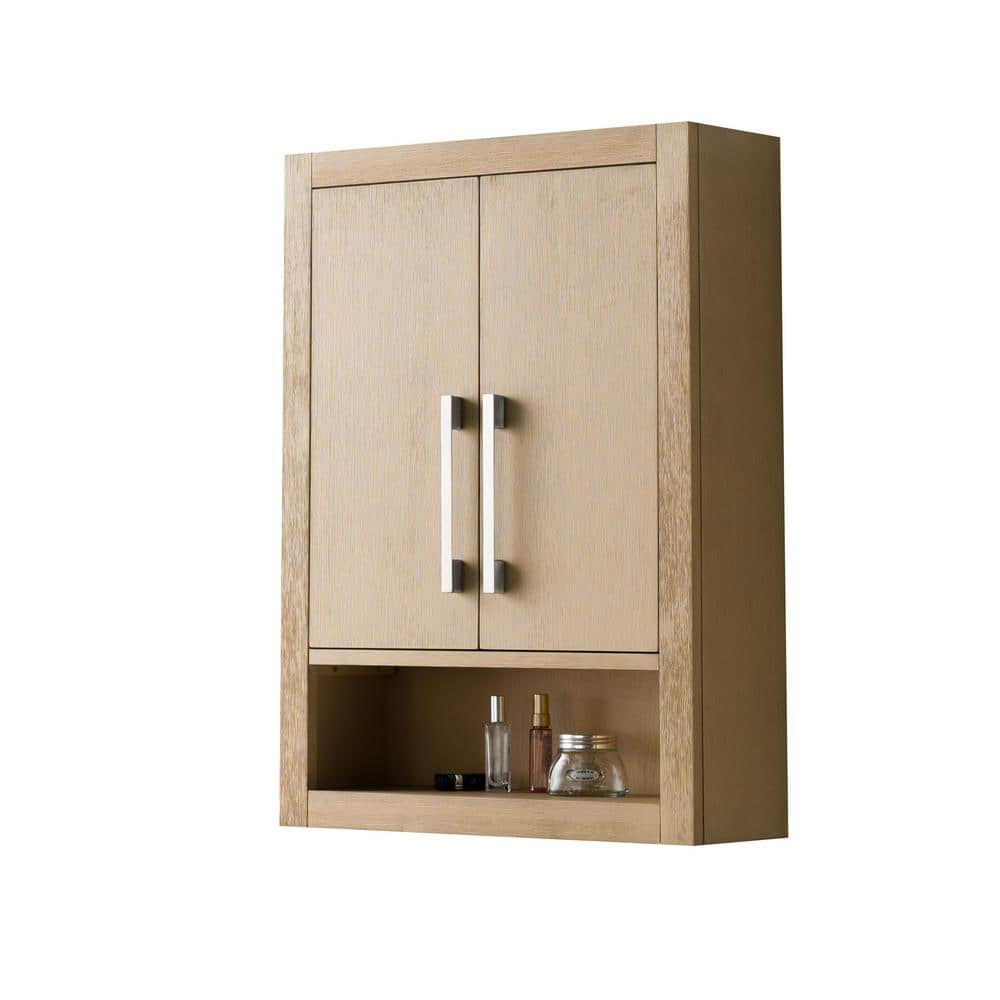 Vanity Art 24 in. W x 8 in. D x 33 in. H Bathroom Storage Wall Cabinet in Natural Oak/BN