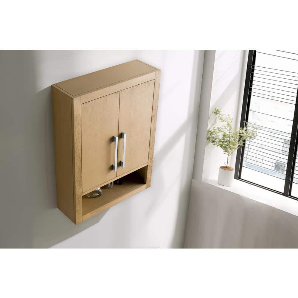 Vanity Art 24 in. W x 8 in. D x 33 in. H Bathroom Storage Wall Cabinet in Natural Oak/BN