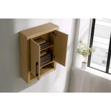 Vanity Art 24 in. W x 8 in. D x 33 in. H Bathroom Storage Wall Cabinet in Natural Oak/MB