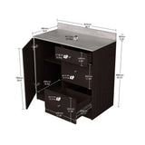 Inval 36.02 in. W x 19.69 in. D x 37.80 in. H Natural Stone/Espresso Ready to Assemble Wood Breakroom Base Kitchen Cabinet