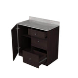 Inval 36.02 in. W x 19.69 in. D x 37.80 in. H Natural Stone/Espresso Ready to Assemble Wood Breakroom Base Kitchen Cabinet