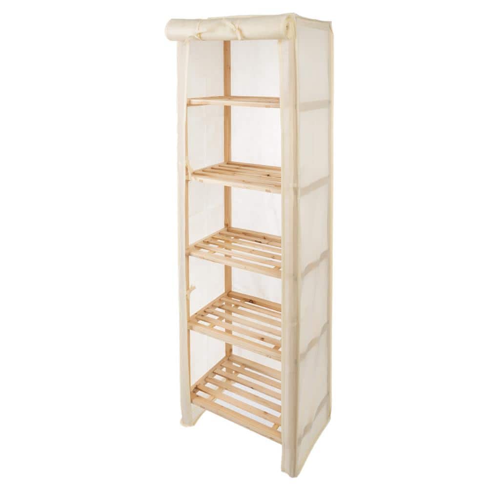 Lavish Home 5-Tier Wooden Shelving Unit with Removable Cover