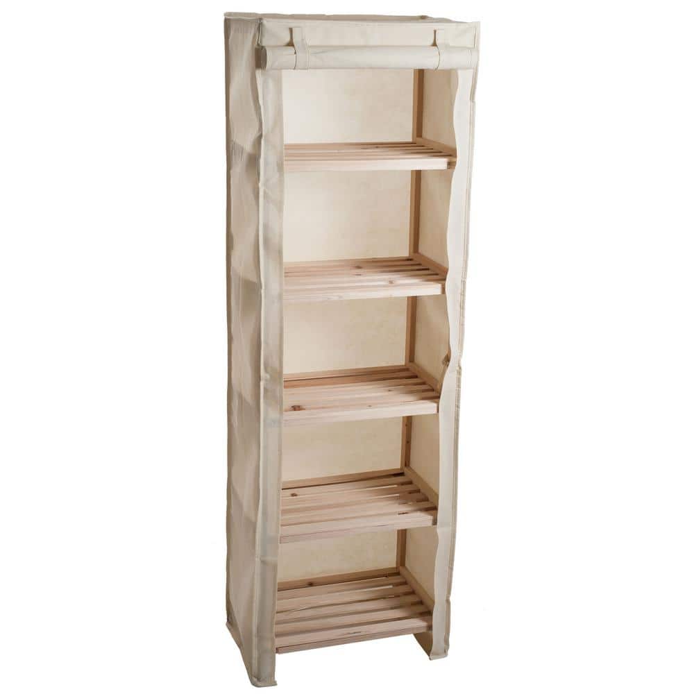 Lavish Home 5-Tier Wooden Shelving Unit with Removable Cover