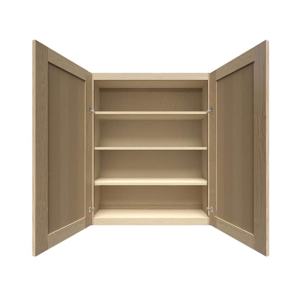 LIFEART CABINETRY Lancaster Shaker Assembled 27 in. x 42 in. x 12 in. Wall Cabinet with 2-Doors in Natural Wood
