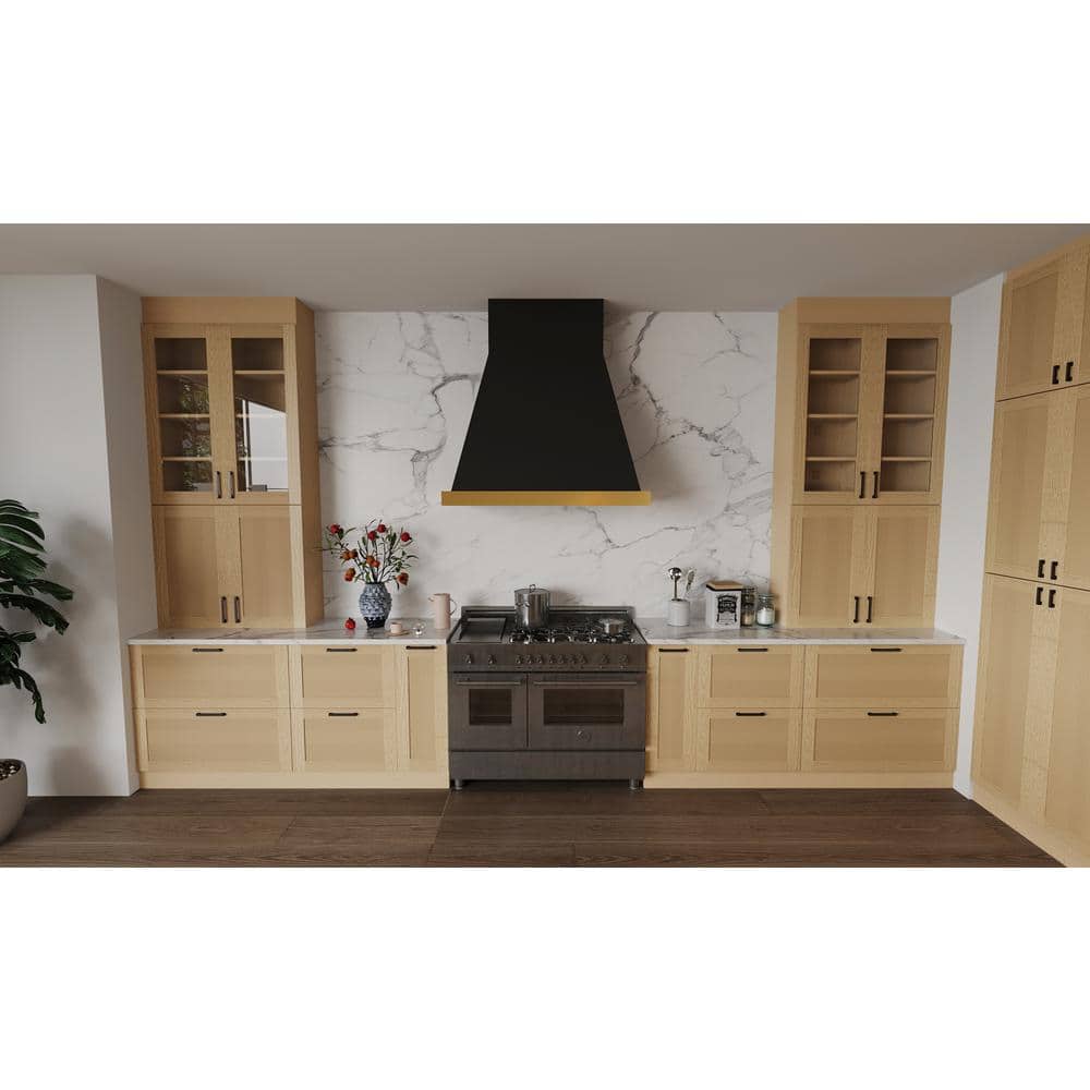 LIFEART CABINETRY Lancaster Shaker Assembled 24 in. x 12 in. x 12 in. Wall Cabinet with 2 Mullion Doors in Natural Wood