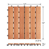 prilinex Solid Acacia Wood Interlocking Patio Deck Tiles for Indoor & Outdoor, 12'' x 12'' x 1'' - 27pcs