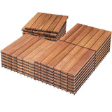 prilinex Solid Acacia Wood Interlocking Patio Deck Tiles for Indoor & Outdoor, 12'' x 12'' x 1'' - 27pcs