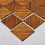 Siavonce 12-Diagonal Slat Acacia Interlocking Deck Tile (Set of 10 -Tiles)