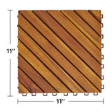 Siavonce 12-Diagonal Slat Acacia Interlocking Deck Tile (Set of 10 -Tiles)
