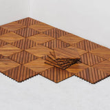 Siavonce 12-Diagonal Slat Acacia Interlocking Deck Tile (Set of 10 -Tiles)