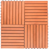 Siavonce 8-Slat Reddish Brown Wood Interlocking Deck Tile (Set of 10 -Tiles)