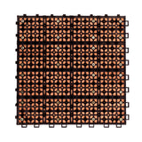 Siavonce 8-Slat Reddish Brown Wood Interlocking Deck Tile (Set of 10 -Tiles)
