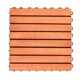Siavonce 8-Slat Reddish Brown Wood Interlocking Deck Tile (Set of 10 -Tiles)