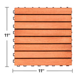 Siavonce 8-Slat Reddish Brown Wood Interlocking Deck Tile (Set of 10 -Tiles)