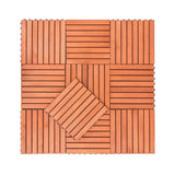 Siavonce 8-Slat Reddish Brown Wood Interlocking Deck Tile (Set of 10 -Tiles)