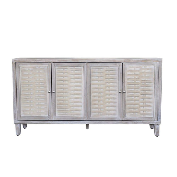 FUNKOL 59.84 in. x 15.75 in. x 31.5 in. MDF Freestanding Ready to Assemble Base Storage Cabinet in Natural Wood with 4Doors