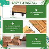 Yangming 12 in. W x 12 in. L Square Patio Natural Color Wood Interlocking Flooring Deck Tiles Mosaic Pattern (27-Pack)