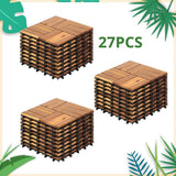 Yangming 12 in. W x 12 in. L Square Patio Natural Color Wood Interlocking Flooring Deck Tiles Mosaic Pattern (27-Pack)