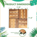 Yangming 12 in. W x 12 in. L Square Patio Natural Color Wood Interlocking Flooring Deck Tiles Mosaic Pattern (27-Pack)