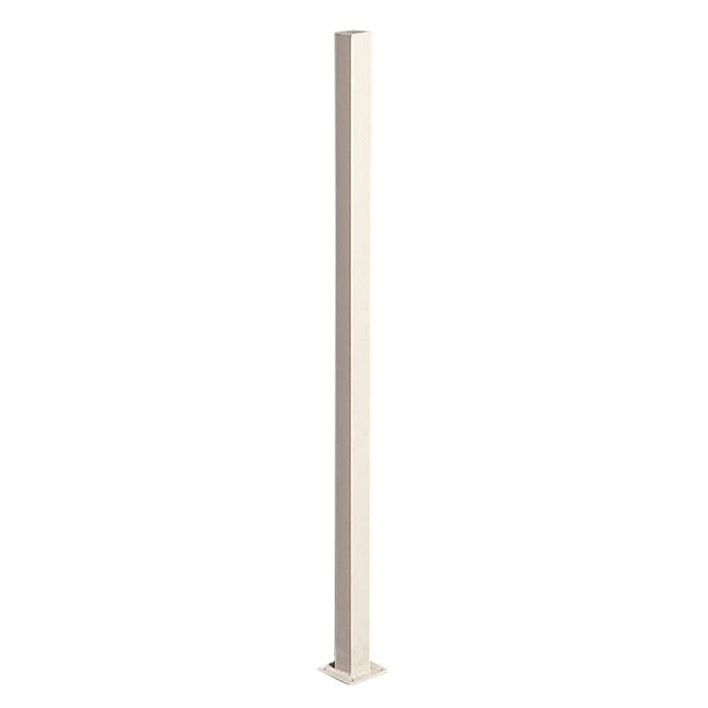 First Alert 2 in. x 2 in. x 60 in. Navajo White Steel Fence Post with Flange