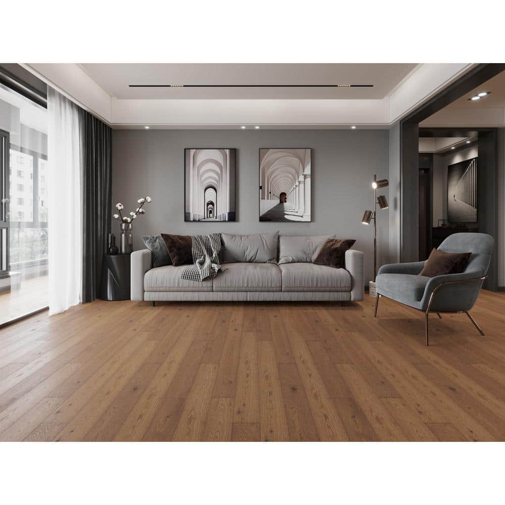 ACQUA FLOORS Neah Oak 1/4 in. T x 5 in. W Click Lock Wire Brushed Engineered Hardwood Flooring (16.7 sq.ft./case)