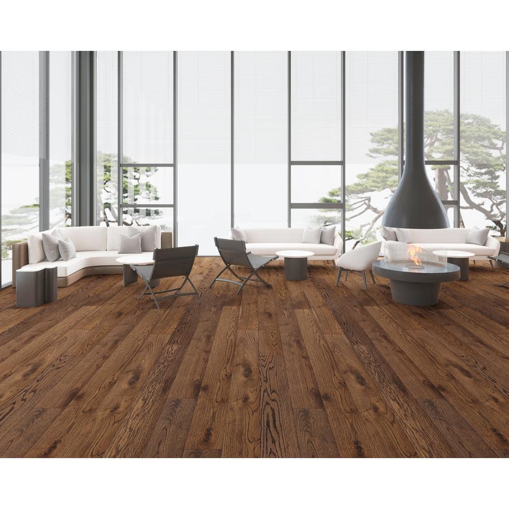 ACQUA FLOORS Neah Oak 1/4 in. T x 5 in. W Click Lock Wire Brushed Engineered Hardwood Flooring (16.7 sq.ft./case)