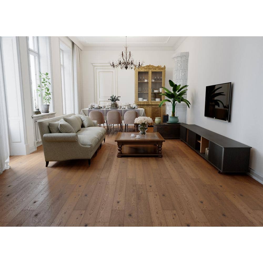 ACQUA FLOORS Neah Oak 1/4 in. T x 5 in. W Click Lock Wire Brushed Engineered Hardwood Flooring (16.7 sq.ft./case)