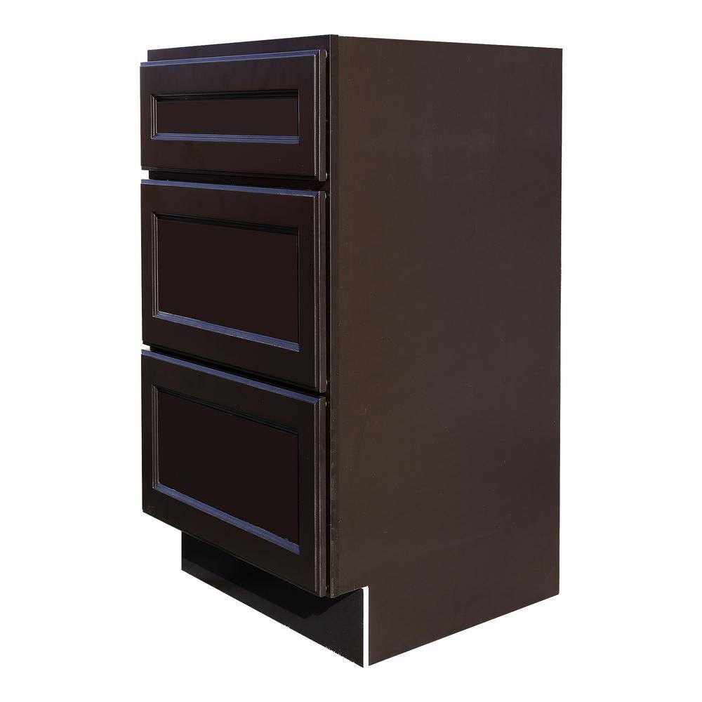 LIFEART CABINETRY LaPort Assembled 36 in. x 34.5 in. x 24 in. Base Cabinet with 3 Drawers in Dark Espresso