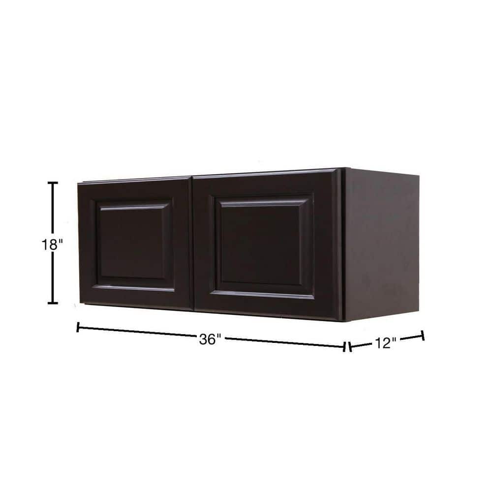 LIFEART CABINETRY LaPort Assembled 36 in. x 18 in. x 12 in. Wall Cabinet with 2 Doors and No-Shelves in Dark Espresso