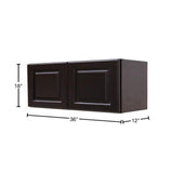 LIFEART CABINETRY LaPort Assembled 36 in. x 18 in. x 12 in. Wall Cabinet with 2 Doors and No-Shelves in Dark Espresso